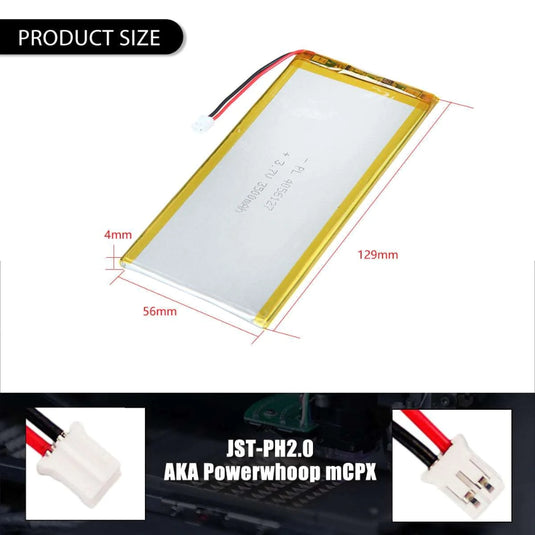 [PH2.0-JST Connector][4056127] Universal 3500mAh 3.7V Rechargeable Li-Ion Lithium Polymer Battery - Polar Tech Australia