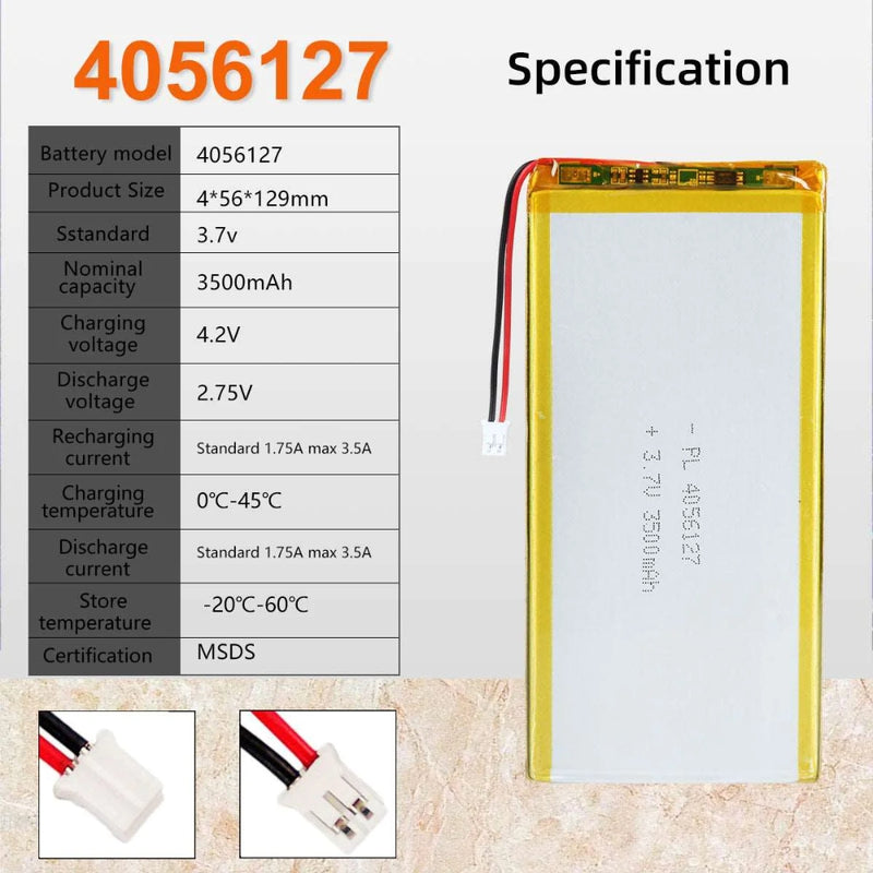 Load image into Gallery viewer, [PH2.0-JST Connector][4056127] Universal 3500mAh 3.7V Rechargeable Li-Ion Lithium Polymer Battery - Polar Tech Australia
