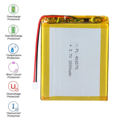 [PH2.0-JST Connector][406076] Universal 2000mAh 3.7V Rechargeable Li-Ion Lithium Polymer Battery - Polar Tech Australia