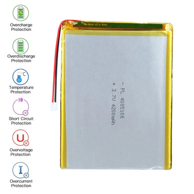 [PH2.0-JST Connector][4085106] Universal 4200mAh 3.7V Rechargeable Li-Ion Lithium Polymer Battery - Polar Tech Australia