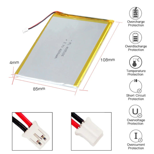 [PH2.0-JST Connector][4085106] Universal 4200mAh 3.7V Rechargeable Li-Ion Lithium Polymer Battery - Polar Tech Australia