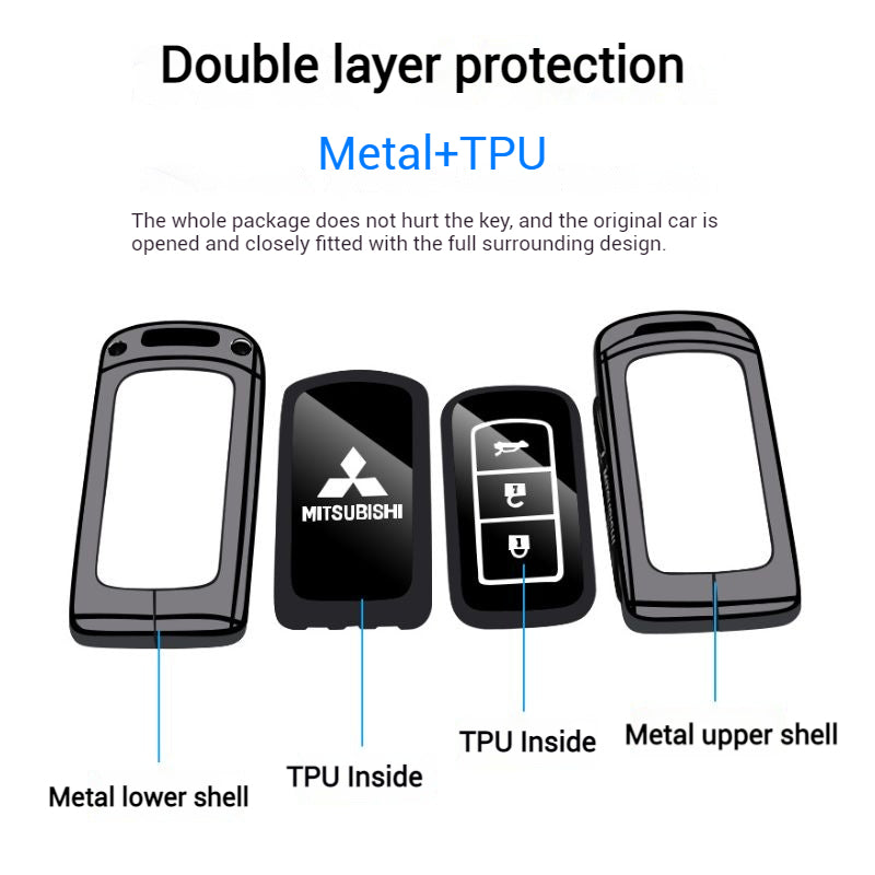 Chargez l&#39;image dans la visionneuse de la galerie, Mitsubishi Zinc Alloy + TPU Car Key Fob Case Cover For Outlander, ASX, Eclipse Cross, L200, Pajero, Triton, Lancer EX
