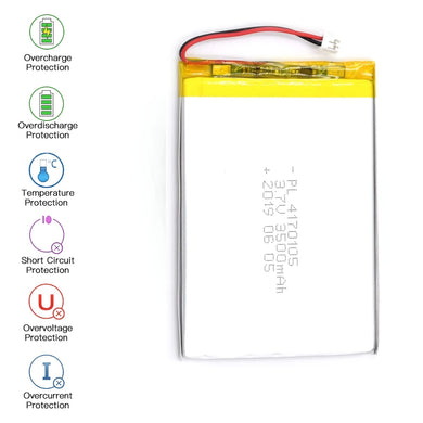 [PH2.0-JST Connector][4170105] Universal 3500mAh 3.7V Rechargeable Li-Ion Lithium Polymer Battery - Polar Tech Australia