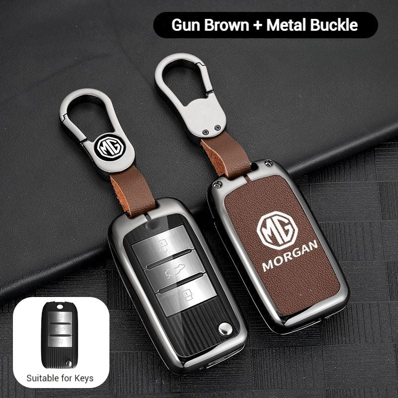 Cargue la imagen en el visor de la galería, MG Zinc Alloy + PU Leather Car Key Fob Case Cover For MG3, MG5, MG6, MG7, ZST, ZS, GS, MG ONE, MG4 EV
