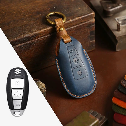Suzuki Handcrafted Genuine Leather Car Key Fob Case Cover For Vitara, SX4, S-Cross, Ciaz, Baleno - Polar Tech Australia