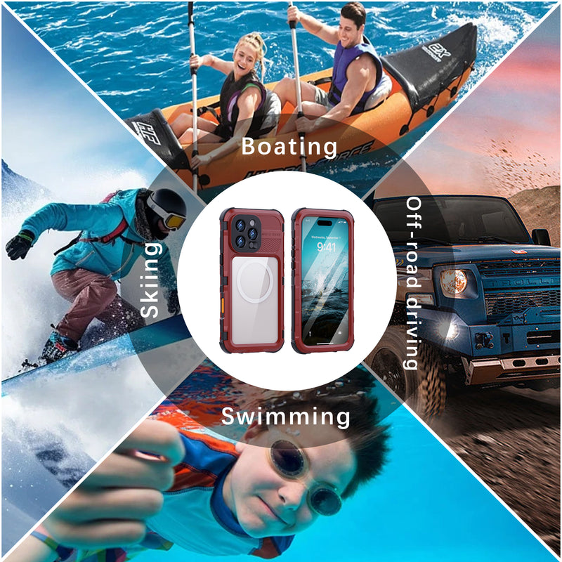 Chargez l&#39;image dans la visionneuse de la galerie, [M Series][Magsafe Compatible] Apple iPhone 14 / 14 Plus / 14 Pro / 14 Pro Max - Redpepper Metal Heavy Duty Waterproof Magnetic Silicone Phone Case With Lanyard - Polar Tech Australia
