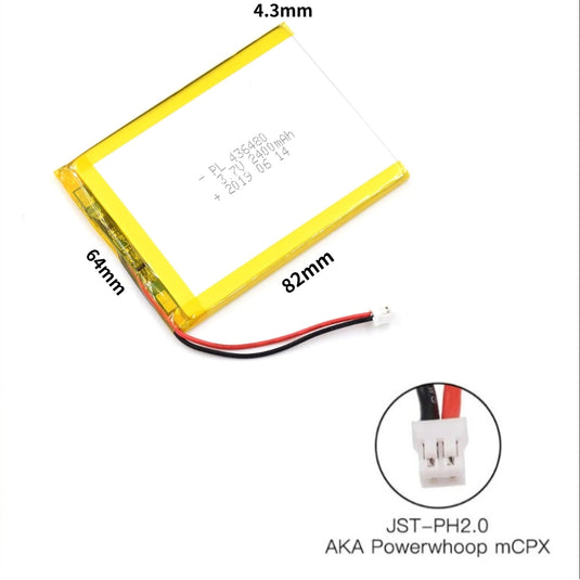 [PH2.0-JST Connector][436480] Universal 2400mAh 3.7V Rechargeable Li-Ion Lithium Polymer Battery - Polar Tech Australia