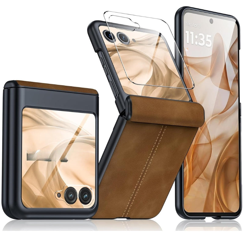 Load image into Gallery viewer, Motorola Moto Razr 50 Ultra/Razr Plus 2024 - Hinge Protection &amp; Thin PU Leather Matte PC Shockproof Case - Polar Tech Australia

