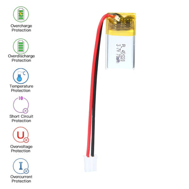 [PH2.0-JST Connector][451220] Universal 70mAh 3.7V Rechargeable Li-Ion Lithium Polymer Battery - Polar Tech Australia