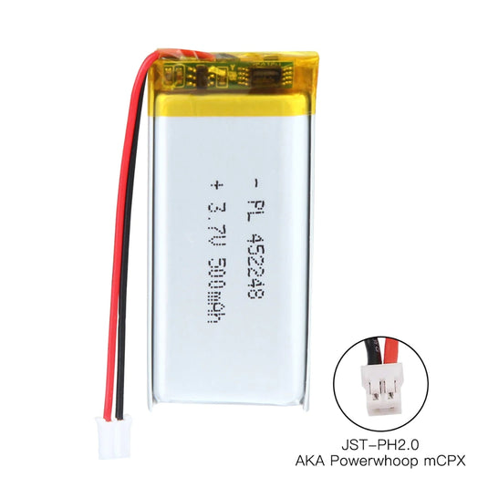 [PH2.0-JST Connector][452248] Universal 500mAh 3.7V Rechargeable Li-Ion Lithium Polymer Battery - Polar Tech Australia