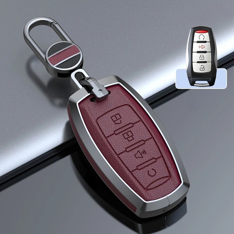 Cargue la imagen en el visor de la galería, Great Wall Zinc Alloy Leather Car Key Fob Case Cover For GWM Cannon (Pao) Passenger, Commercial
