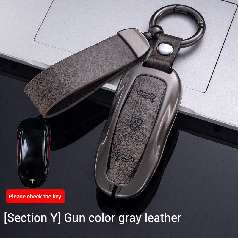 Cargue la imagen en el visor de la galería, Tesla Metal + PU Leather Smart Car Key Fob Case for Model 3, S, Y, X
