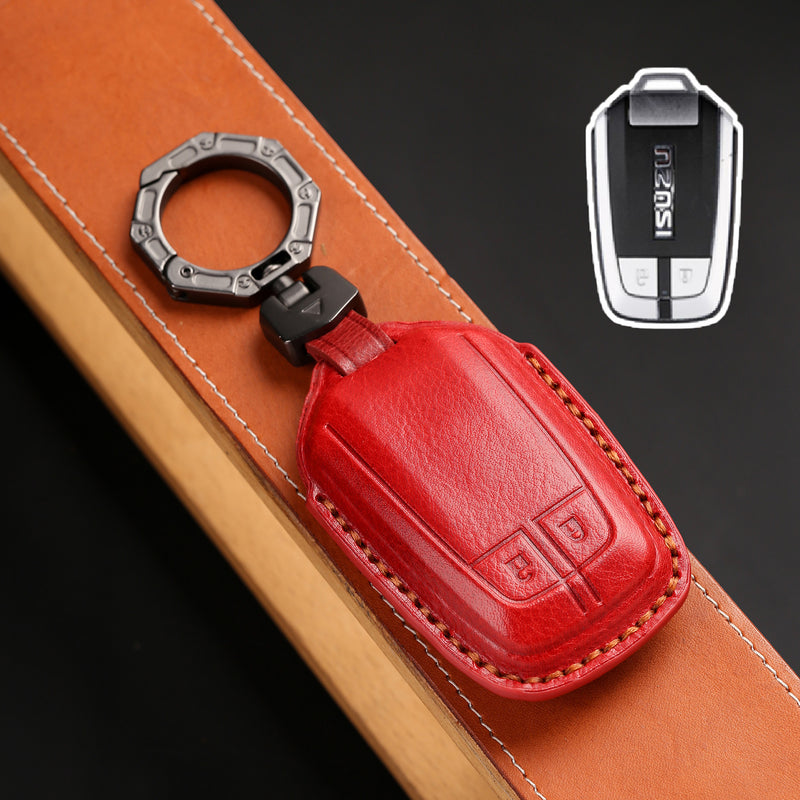 Chargez l&#39;image dans la visionneuse de la galerie, Isuzu Handcrafted Genuine Leather Car Key Fob Case Cover For D-MAX, MU‑X
