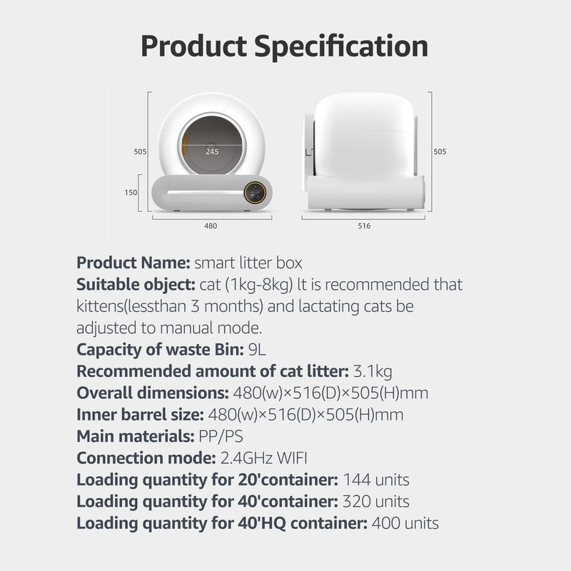 Cargue la imagen en el visor de la galería, [TUYA Smart] Smart Automatic Cat Toilet 65L Large Capacity Self-Cleaning Litter Box APP Control - Polar Tech Australia
