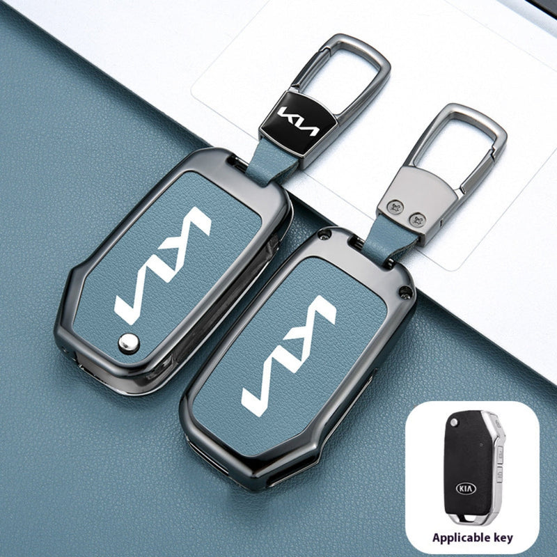 Load image into Gallery viewer, Kia Zinc Alloy Leather Car Key Protection Fob Case Cover For Sportage, Carnival, Sedona, K3, K4, K5
