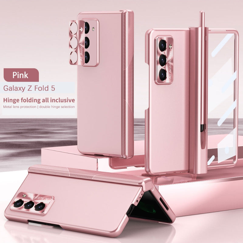 Chargez l&#39;image dans la visionneuse de la galerie, [With Pen Slot] Samsung Galaxy Z Fold 3 (SM-F926) - Full Coverage Electroplated Magnetic Hinge Shockproof Protective Case
