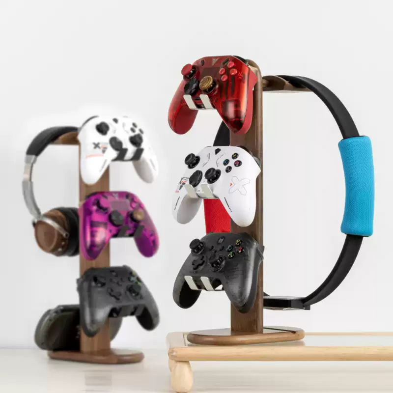 Cargue la imagen en el visor de la galería, Wooden Headphone Stand, Switch Game Controller, Xbox Solid Wood Storage Rack - Polar Tech Australia
