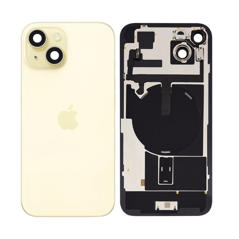 Load image into Gallery viewer, [Assembly With Flex] Apple iPhone 15 Plus - Back Rear Glass With Camera Lens, Flash Light Flex &amp; Magsafe Magnet Ring NFC Wireless Charging Flex
