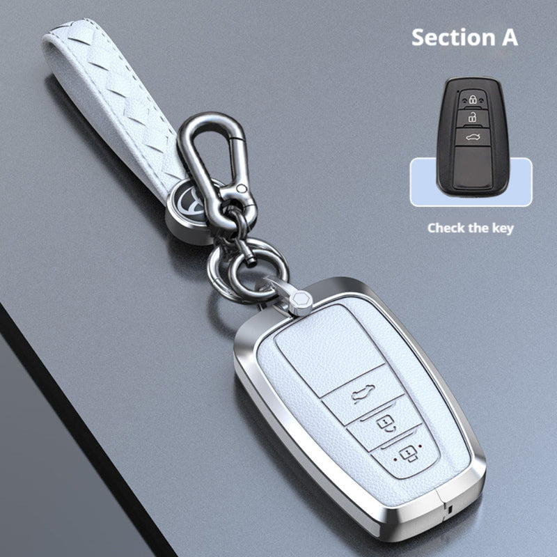 Load image into Gallery viewer, Toyota Zinc Alloy Leather Car Key Fob Case Cover For Camry, C-HR, Corolla, RAV4, Avalon, Land Cruiser, Prado, Prius - Polar Tech Australia
