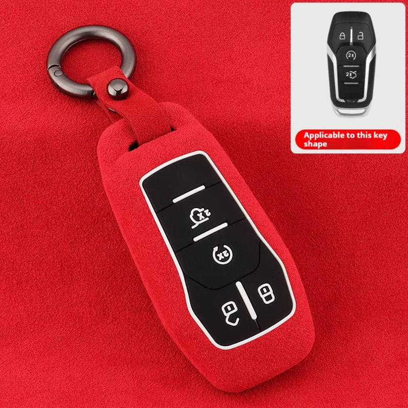 Load image into Gallery viewer, Ford High-Quality Suede Car Key Fob Protective Case Cover For Fusion, Mondeo, Mustang, Explorer, Edge, EcoSport
