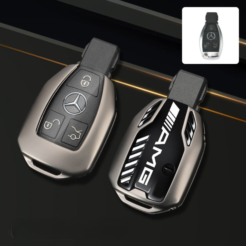 Load image into Gallery viewer, Mercedes Benz Carbon Fiber Metal Protective Car Key Fob Case Cover For Benz A, B, C, E, GLC, GLE
