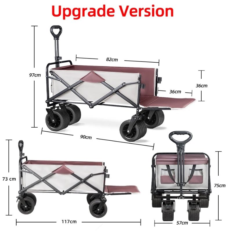 Chargez l&#39;image dans la visionneuse de la galerie, Extender Folding Cart Outdoor Extra Long Utility Large Capacity Wagon Cart Camping Picnic Trolley Beach Collapse Folding Cart - Polar Tech Australia
