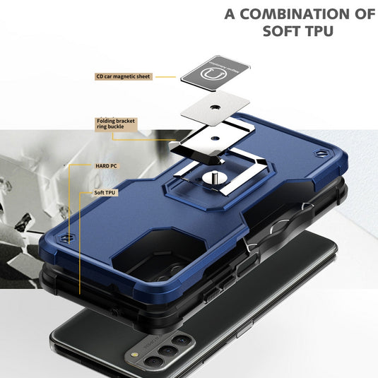 Nokia X100 - Non-slip Shockproof Armor Phone Case with Ring Holder