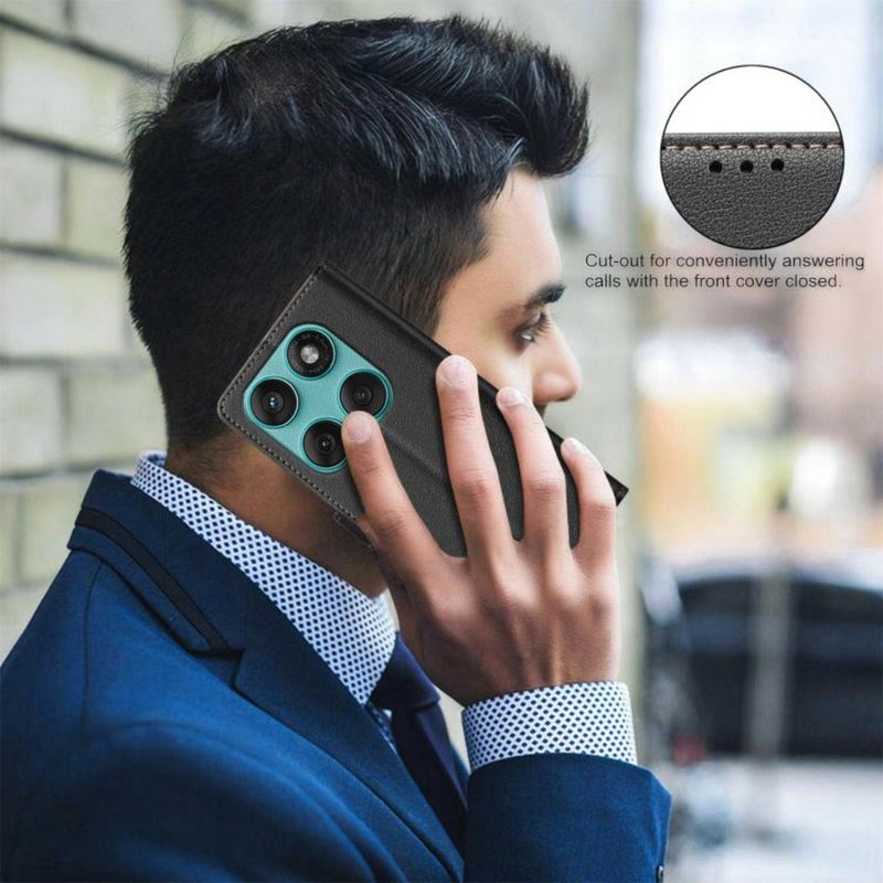 Load image into Gallery viewer, Motorola Moto E13 4G - Litchi Texture RFID Anti-theft Leather Phone Case - Polar Tech Australia
