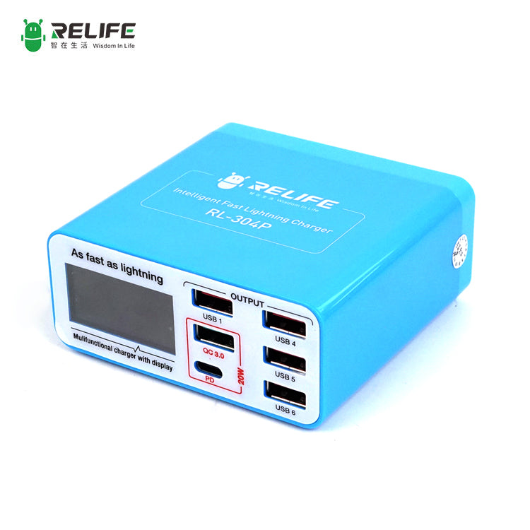 Cargue la imagen en el visor de la galería, [RL-304P] RELIFE Smart 6-Port Digital Display Lightning Charger - Polar Tech Australia
