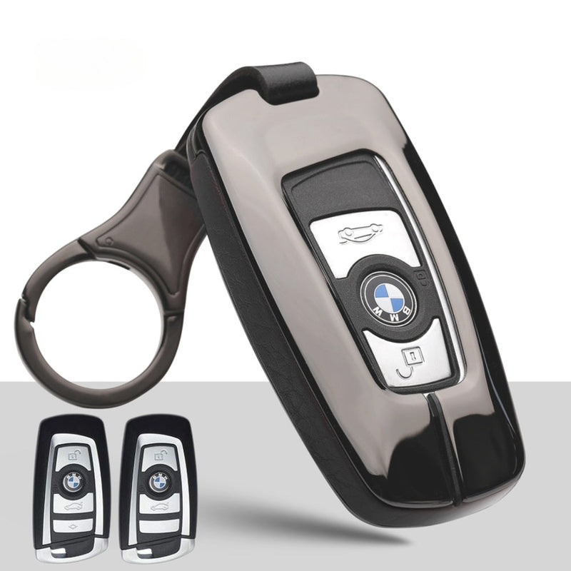 Load image into Gallery viewer, BMW Zinc Alloy + Leather Car Key Fob Case Cover For 1, 3, 4, 5, 6 Series, X3, X5, X6, X7
