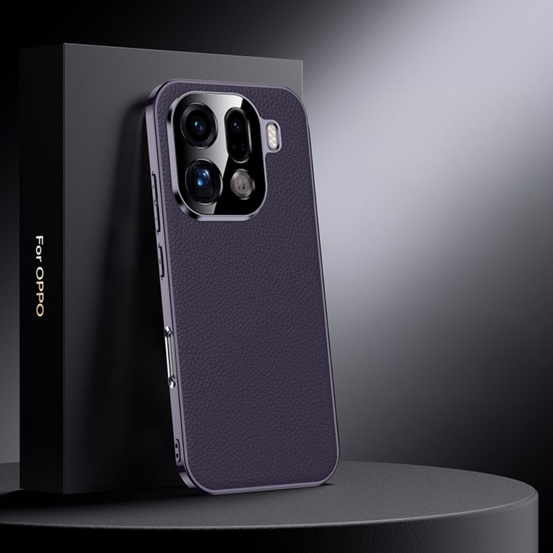 Load image into Gallery viewer, OPPO Find X9 Pro - Electroplated Genuine Leather Pebbled Case
