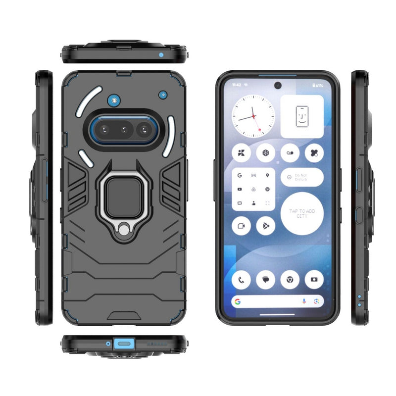Chargez l&#39;image dans la visionneuse de la galerie, Nothing Phone (3a) Pro - Heavy Duty Armor Case With Ring Holder Stand
