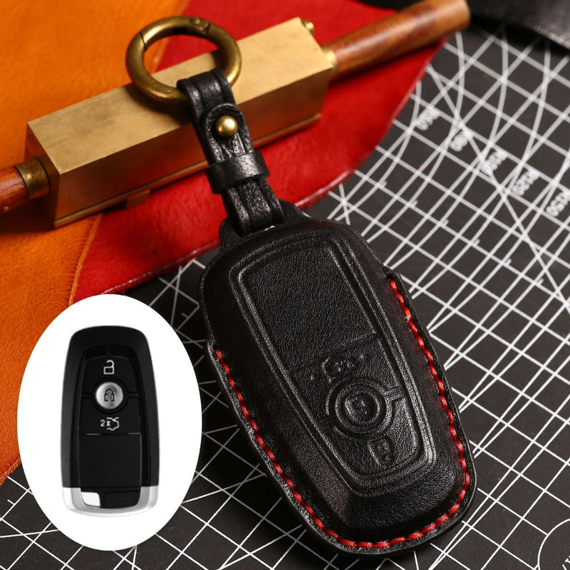 Load image into Gallery viewer, Ford Handcrafted Genuine Leather Folding Car Key Fob Protective Case Cover For Raptor F-150, Focus, Escort, Mondeo, Edge, Explorer, Mustang
