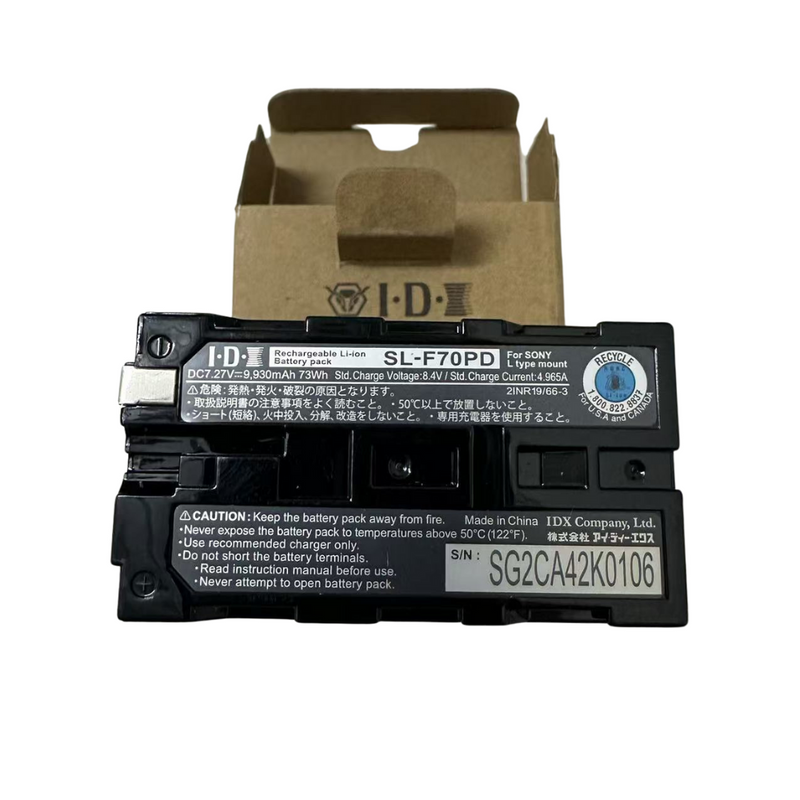 Chargez l&#39;image dans la visionneuse de la galerie, [SL-F70PD] IDX – 9900mAh Sony Camcorder L-Series DV Battery with X-Tap &amp; USB-C PD
