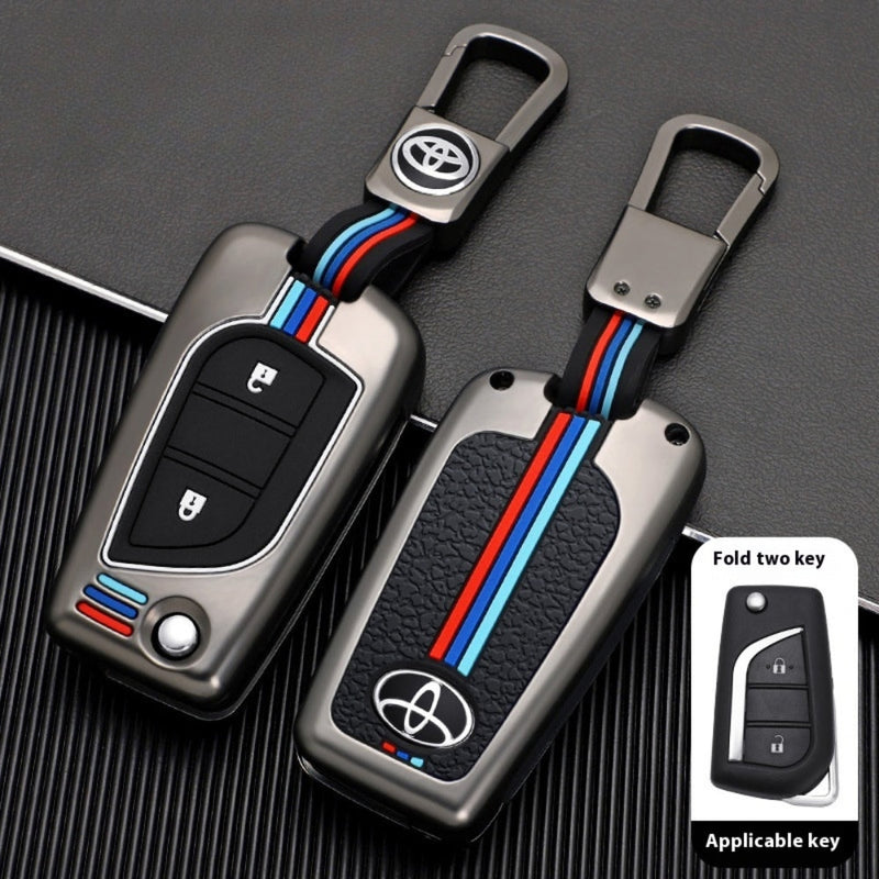 Load image into Gallery viewer, Toyota Foldable Style Metal Shell &amp; Soft Silicone Full Protection Car Key Fob Case Cover For Camry RAV4 Highlander Avalon C-HR Prius Corolla - Polar Tech Australia
