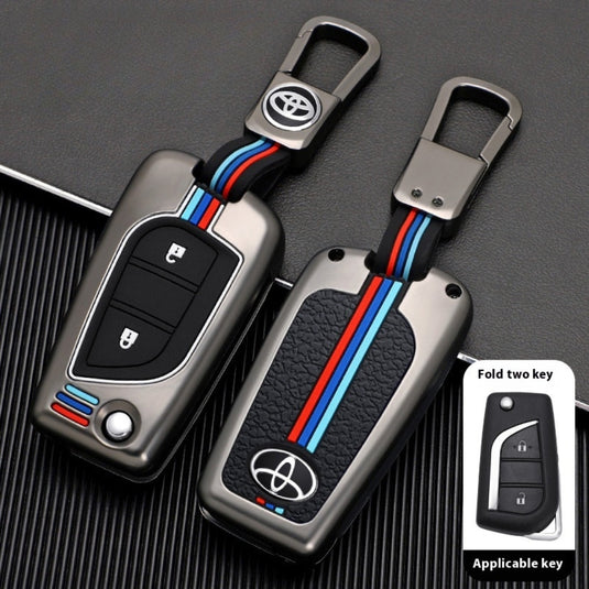 Toyota Foldable Style Metal Shell & Soft Silicone Full Protection Car Key Fob Case Cover For Camry RAV4 Highlander Avalon C-HR Prius Corolla - Polar Tech Australia