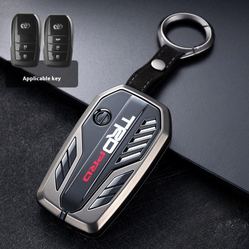 Load image into Gallery viewer, Toyota TRD Carbon Fiber Metal Car Key Fob Protective Case Cover For C-HR, Camry, RAV4, Avalon, Prius, Corolla, Highlander, GT86, Prado
