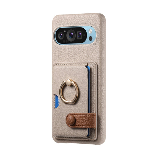 Google Pixel 10 / 10 Pro - Retro PU Leather Shockproof Phone Case with Ring Holder & Card Slot