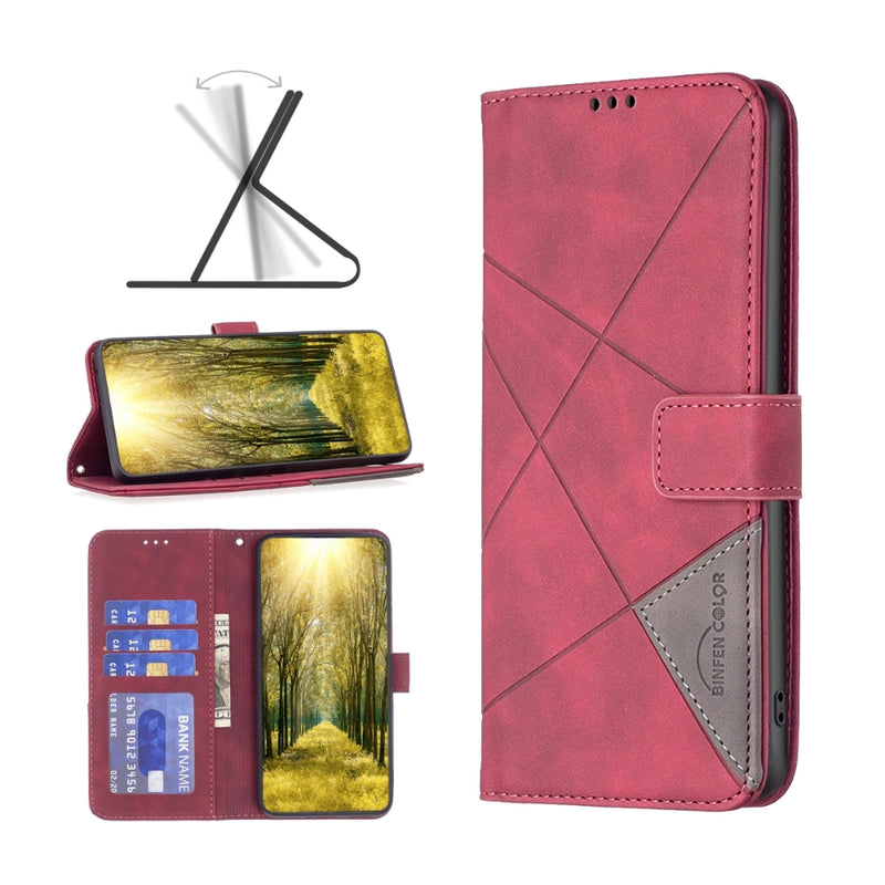 Load image into Gallery viewer, Apple iPhone 17 - Rhombus Texture Magnetic Leather Phone Case
