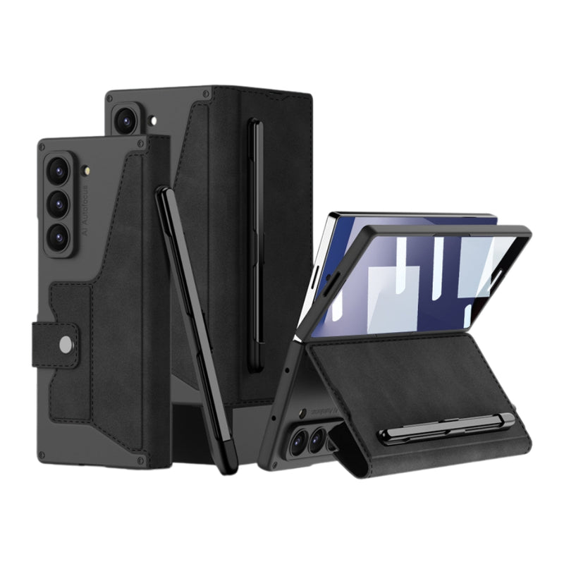 Cargue la imagen en el visor de la galería, Samsung Galaxy Z Fold7 5G - GKK Integrated Armor Flip Leather Case with Pen Slot, Stylus Not Included
