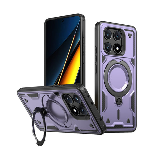 Xiaomi Poco X6 Pro - TPU+PC 2-in-1 Material Shockproof Protective Case with Metal Rotating Stand - Polar Tech Australia