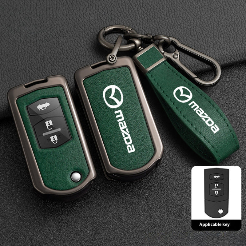 Load image into Gallery viewer, Mazda Zinc Alloy Leather Folding Car Key Fob Case Cover For Mazda 2, 3, 5, 6, CX-5, CX-7, CX-9, RX-8, MX-5

