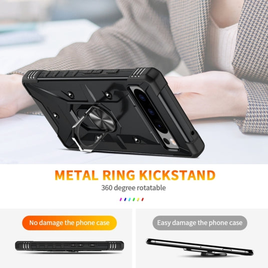 Google Pixel 6 - Heavy Duty Armor Case With Ring Holder Stand - Polar Tech Australia