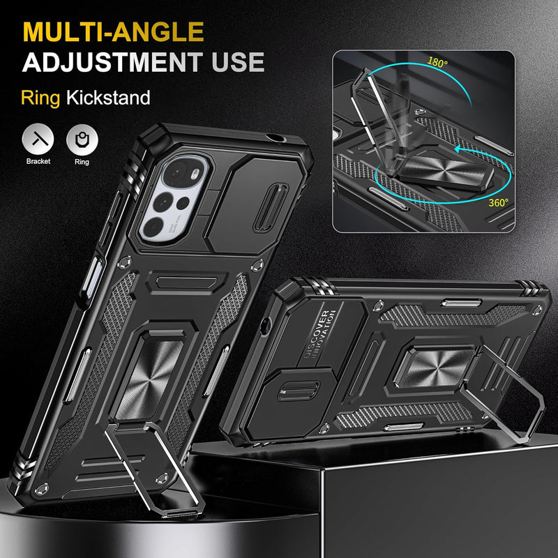 Chargez l&#39;image dans la visionneuse de la galerie, [Magnetic Rotable Kickstand][Slide Camera Cover] Motorola Moto G22 - Shield Shockproof Rugged Heavy Duty Case - Polar Tech Australia
