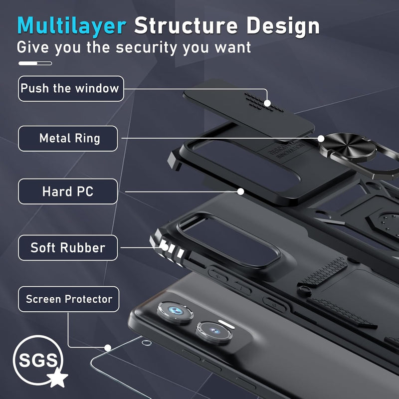 Load image into Gallery viewer, [Magnetic Ring Kickstand][Slide Camera Cover] Motorola Moto G Stylus 5G 2024 - Shield Shockproof Rugged Heavy Duty Case - Polar Tech Australia
