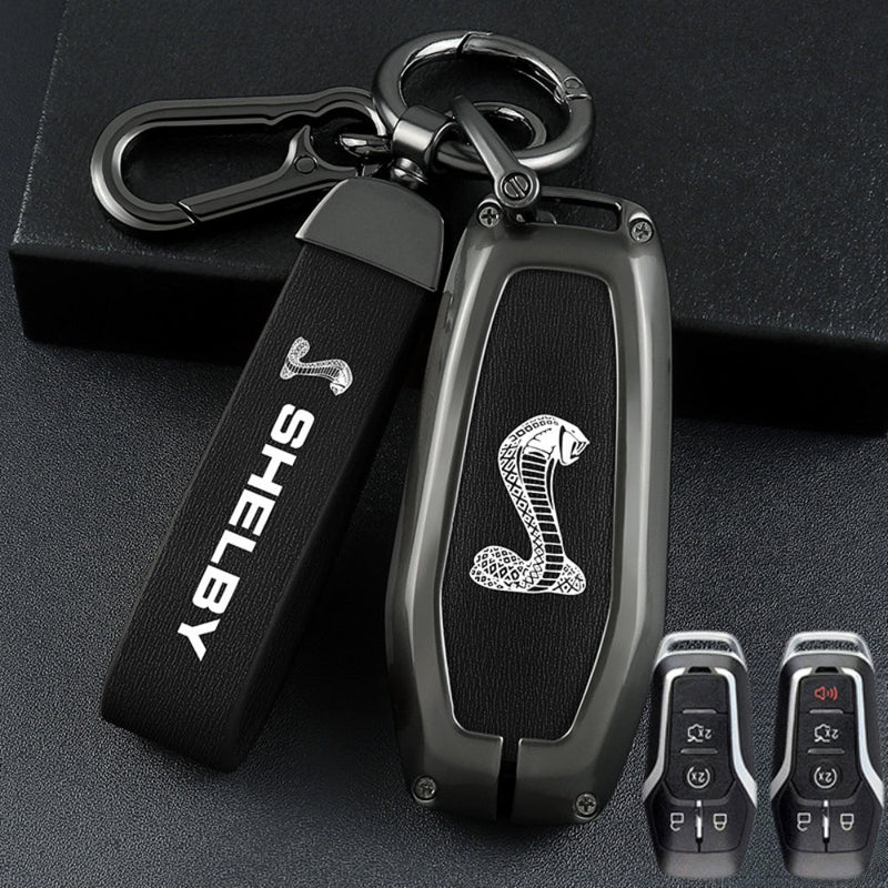 Load image into Gallery viewer, Ford Mustang Zinc Alloy Leather Car Key Fob Case Cover
