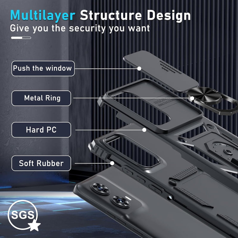 Load image into Gallery viewer, [Ring Rotating Stand][Camera Lens Cover] Motorola Moto Edge 2024 - Shield Shockproof Rugged Heavy Duty Case - Polar Tech Australia
