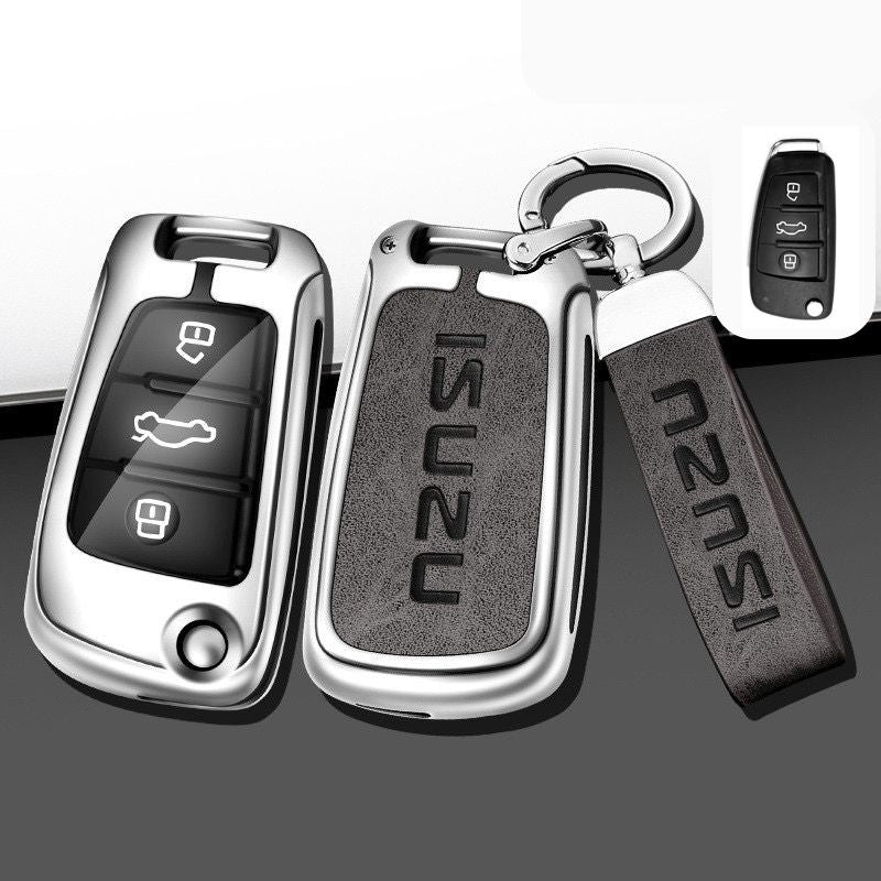 Chargez l&#39;image dans la visionneuse de la galerie, Isuzu Alloy + PU Leather Protection Car Key Fob Case Cover For D-MAX, MU-X, MUX
