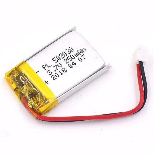 [PH2.0-JST Connector][502030] Universal 250mAh 3.7V Rechargeable Li-Ion Lithium Polymer Battery - Polar Tech Australia