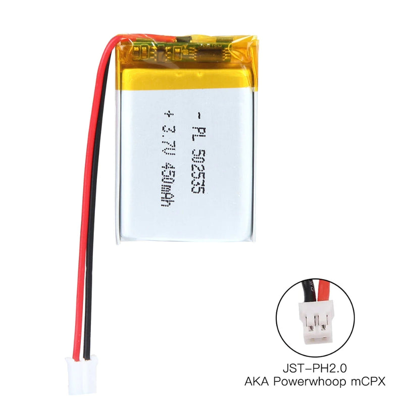 Cargue la imagen en el visor de la galería, [PH2.0-JST Connector][502535] Universal 450mAh 3.7V Rechargeable Li-Ion Lithium Polymer Battery - Polar Tech Australia
